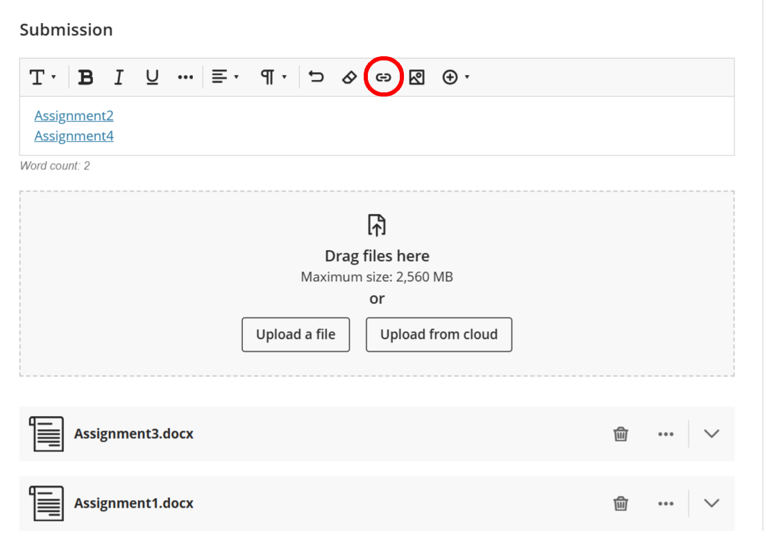 To submit a link to your document.