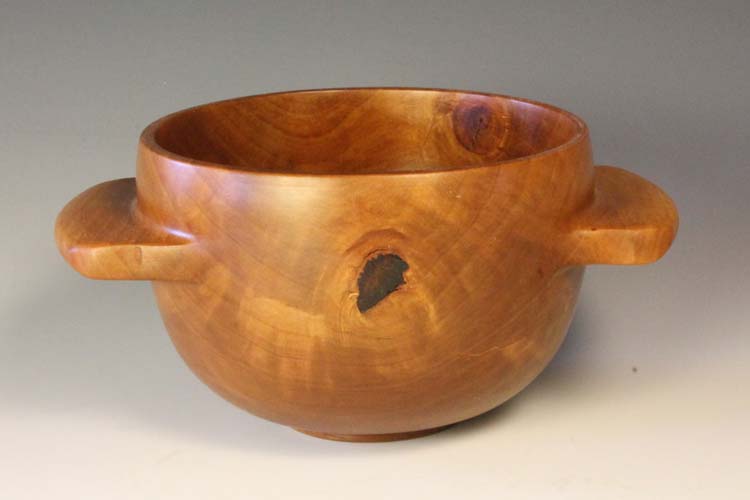 Wooden bowl with handles (bradford pear): 7in x 4in (18cm x 10cm)
