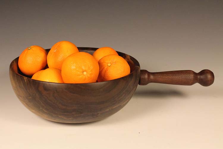 Wooden bowl with handle (Walnut): 13in x 4in (33cm x 10cm)
