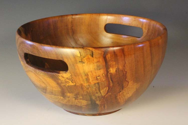 
Wooden bowl with cut-out handles (Elm): 9in x 5in (23cm x 13cm)