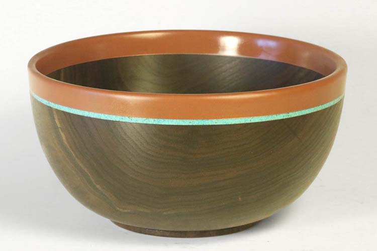 Walnut (copper rim) bowl: 8in x 5in (20cm x 13cm)