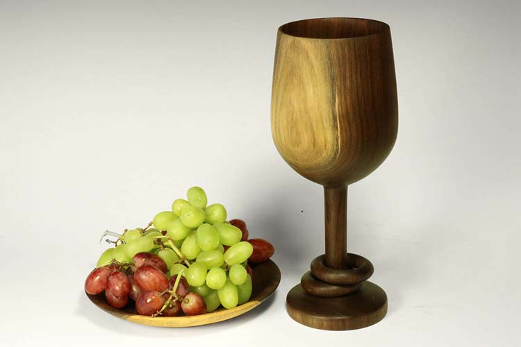 Walnut goblet: 12in x 4in (30cm x 10cm)